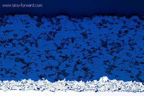 Photomicrograph cross section of a typical abradable coating for clearance control.
